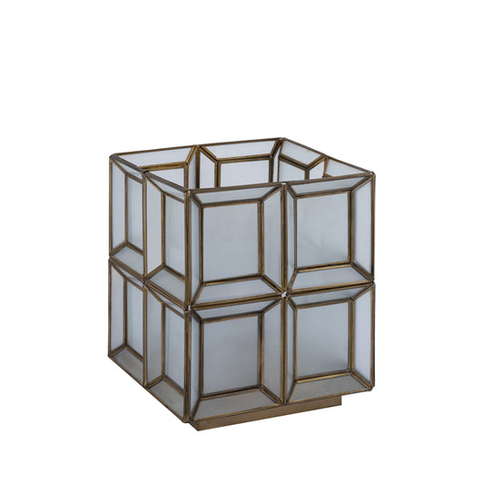 Layra Witte Melkglas Tafellamp Antiek Laag 30x24x24 cm