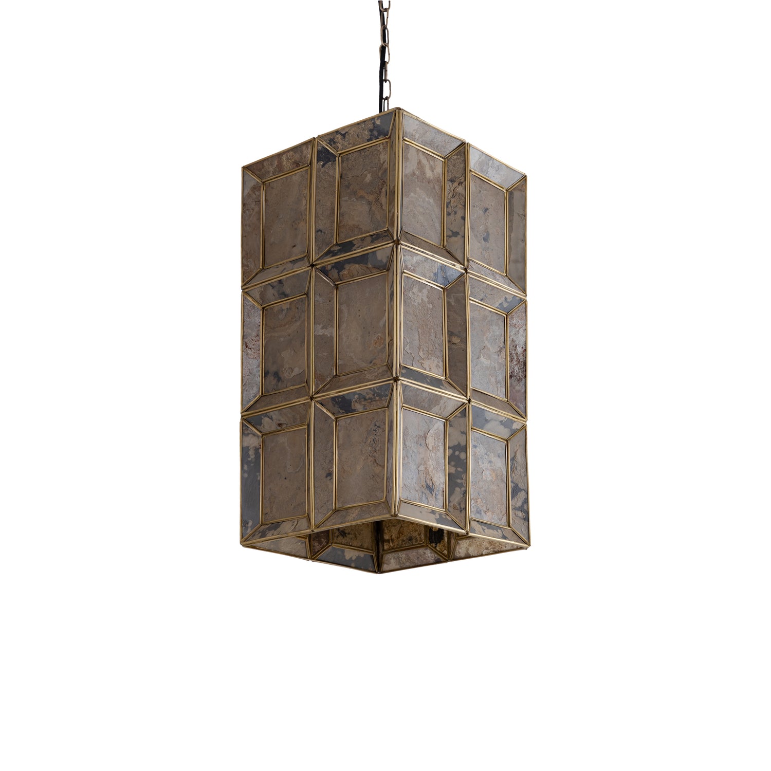 Layra Hanglamp Met Steen Antiek Messing 45x24x24 cm