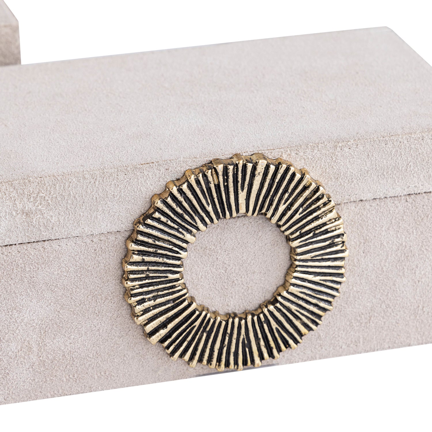 Hazael Beige Suède Opbergbox Set Van 2 Met Gouden Handvat 13x36x25 cm