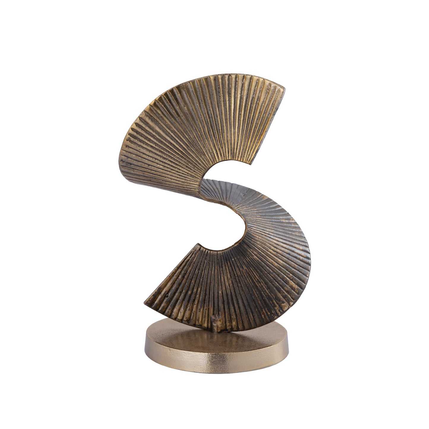 Manoa Gouden Aluminium Spiraal Beeld Geribd 38x28x22 cm