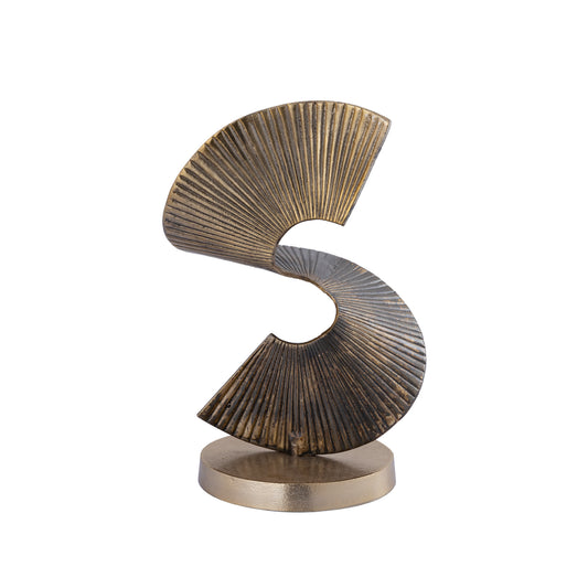Manoa Gouden Aluminium Spiraal Beeld Geribd 38x28x22 cm