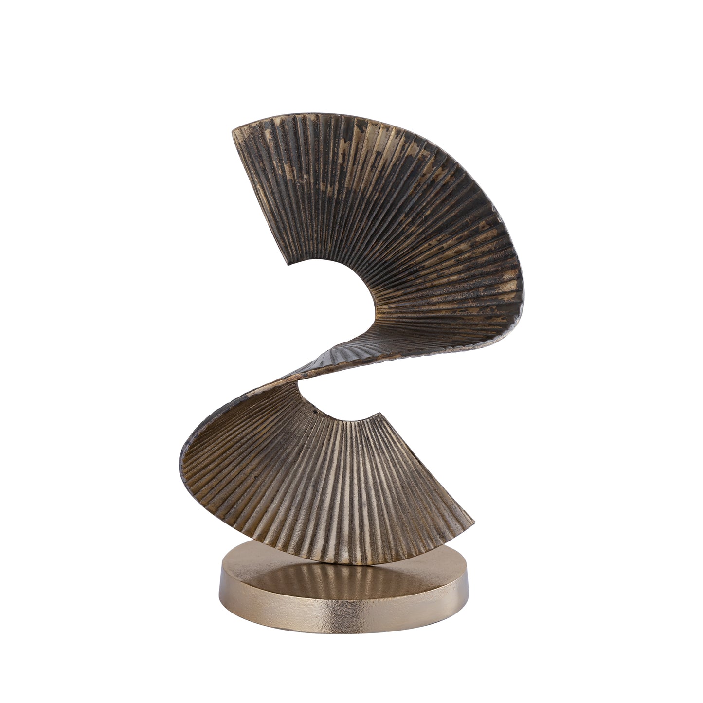 Manoa Gouden Aluminium Spiraal Beeld Geribd 38x28x22 cm