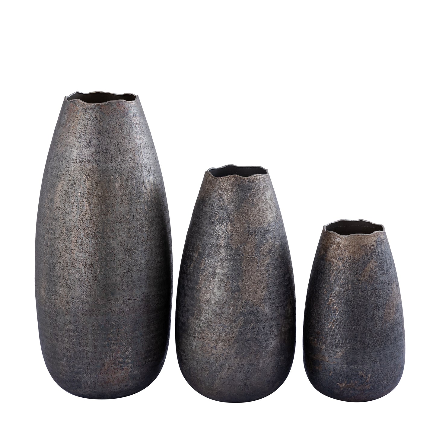 Semin Silver Alu Round Rustic Pot Wavy Edge L