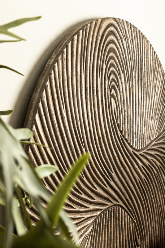 Wiktor Bruine MDF Rond Wandpaneel Swirl Gesneden M 120x120x2.5 cm