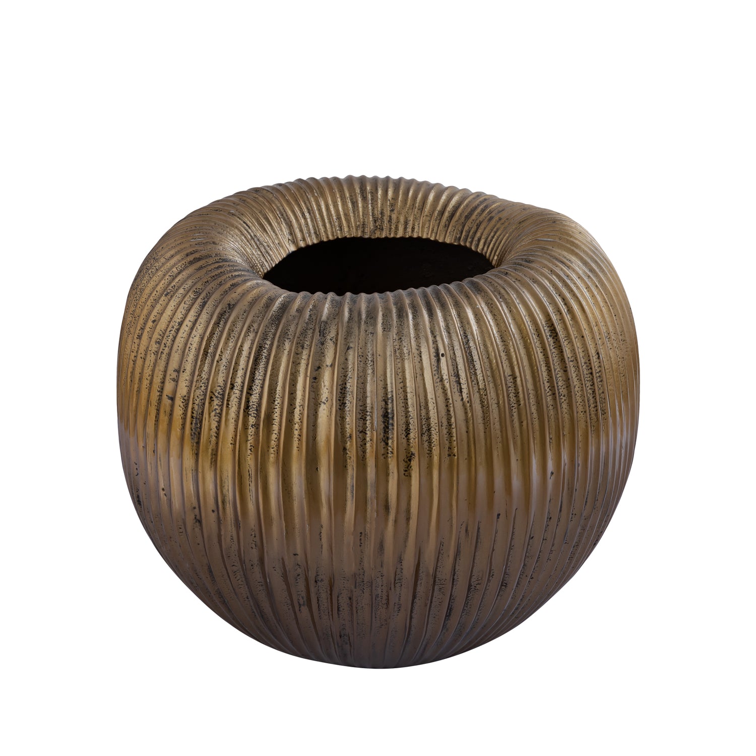Russel Gouden Aluminium Pot Laag Geribfeld Breed 34x40x40 cm