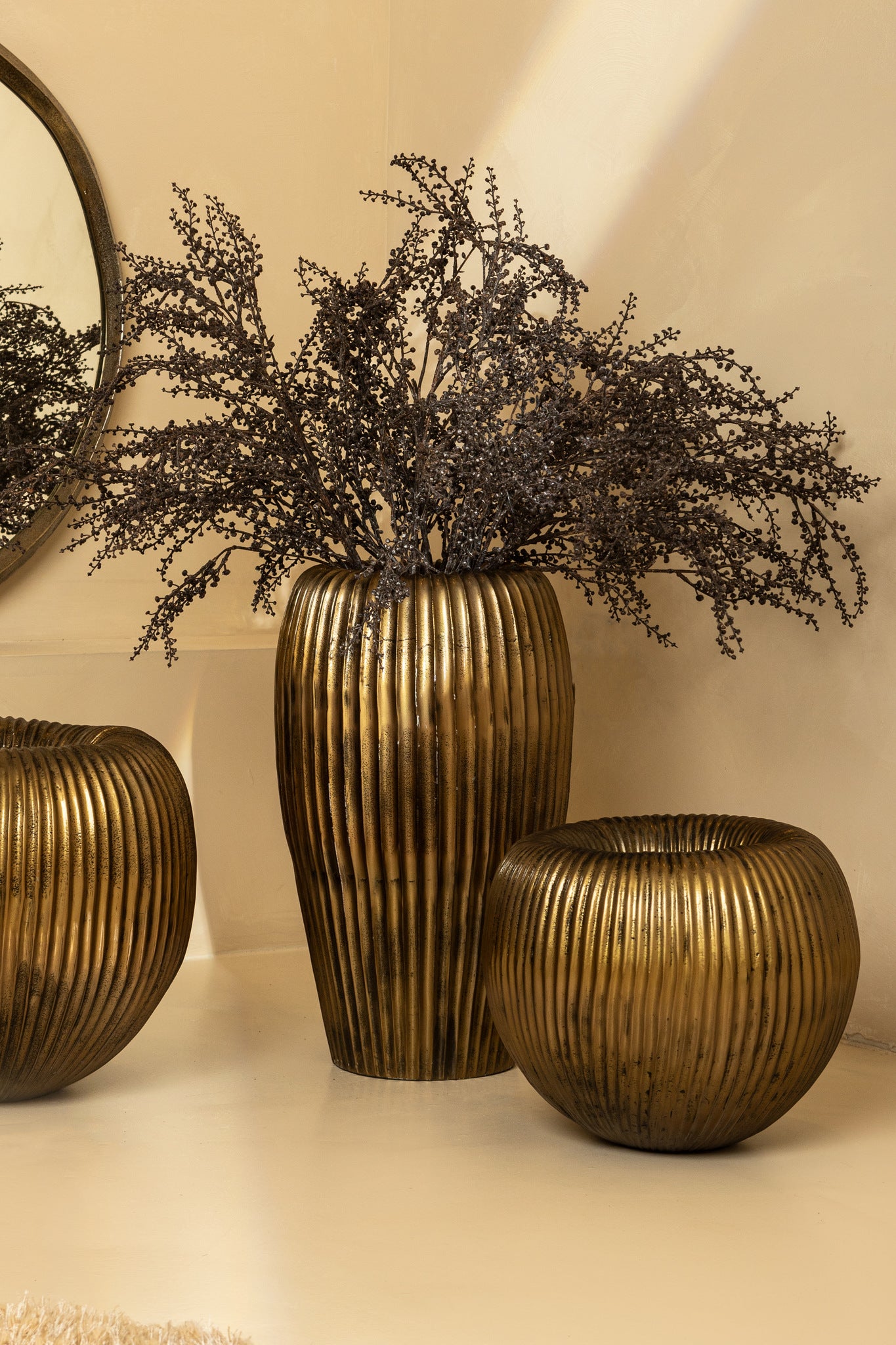 Russel Gold Alu Round Pot Ribbed High
