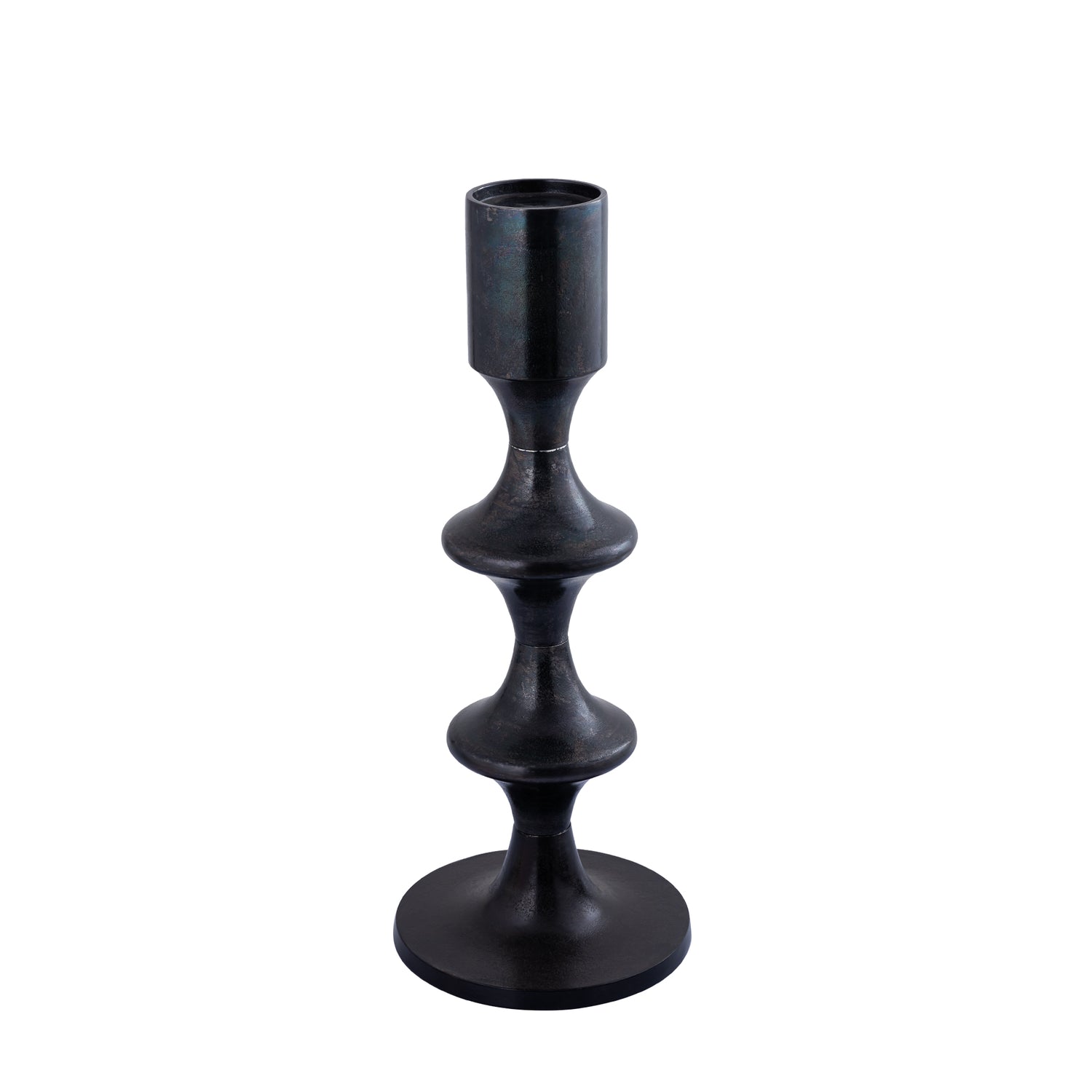 Taika Zwarte Aluminium Ronde Kaarsenhouder Tabs Laag 73x31x31 cm
