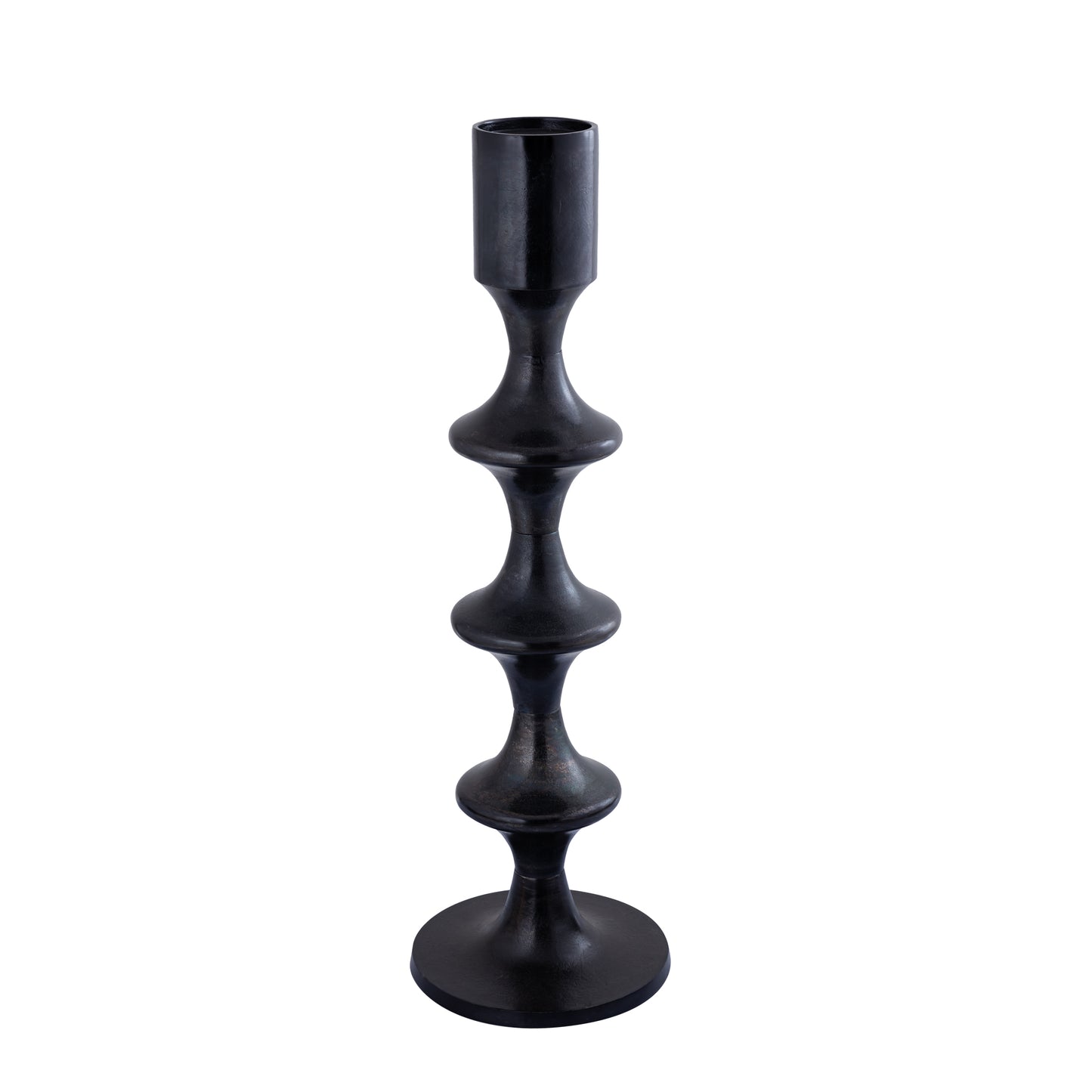 Taika Zwarte Aluminium Ronde Kandelaar Hoog 92x31x31 cm