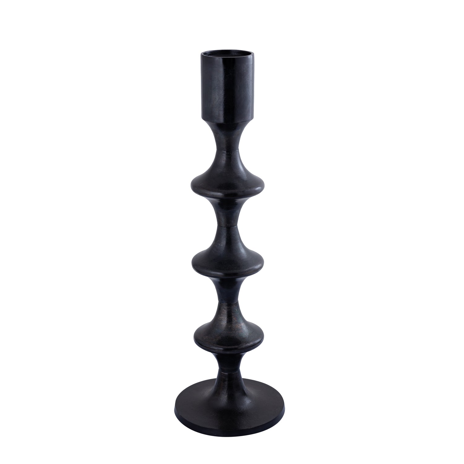 Taika Zwarte Aluminium Ronde Kandelaar Hoog 92x31x31 cm