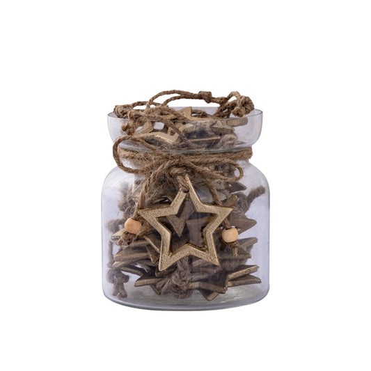 Myrcella Gouden Aluminium Ster Hanger In Pot Set Van 2 - 2 Sets 11.5x10x10 cm