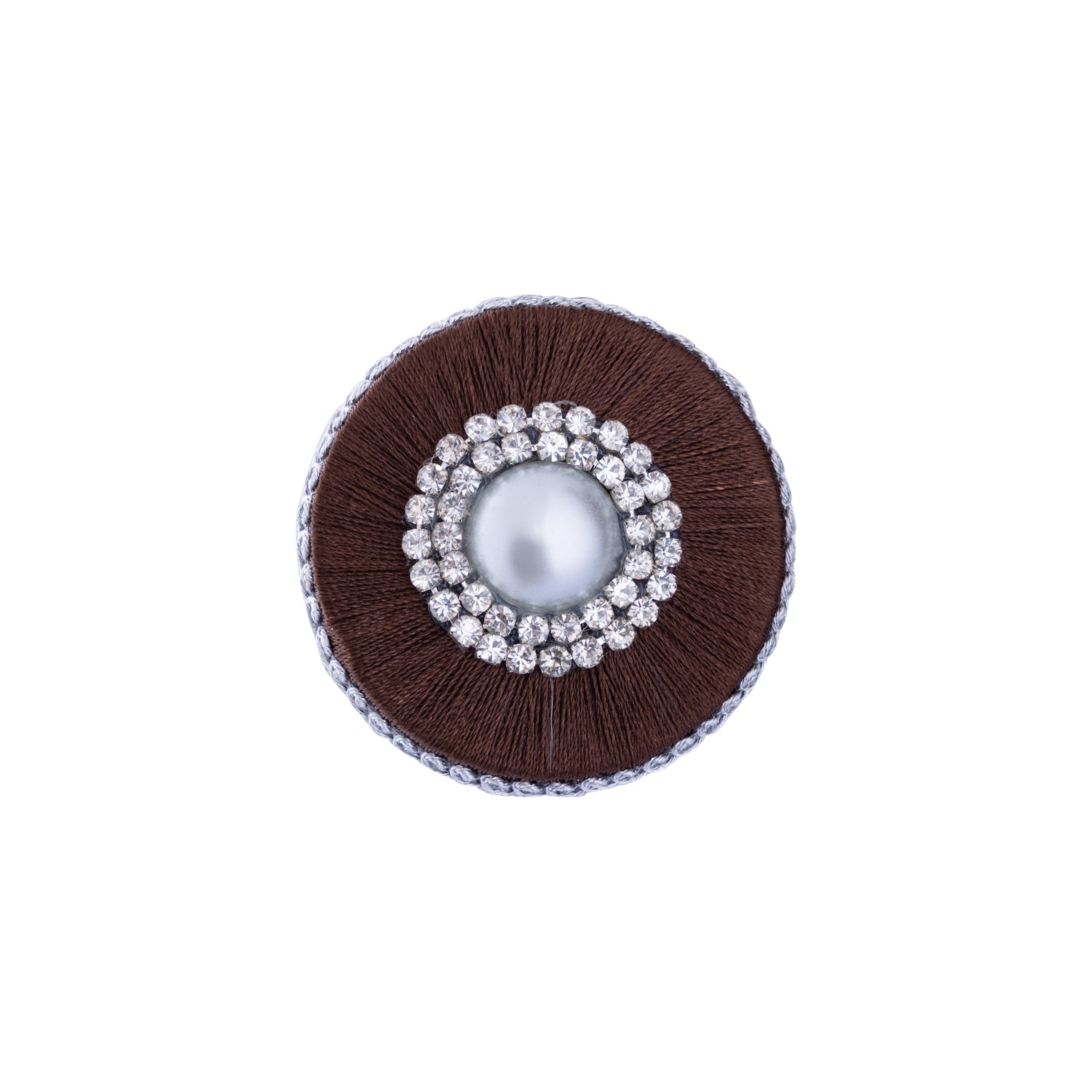 Bonnie Brown Poly Servietring Met Parel - Set Van 12 Stuks 5.5x7x7 cm