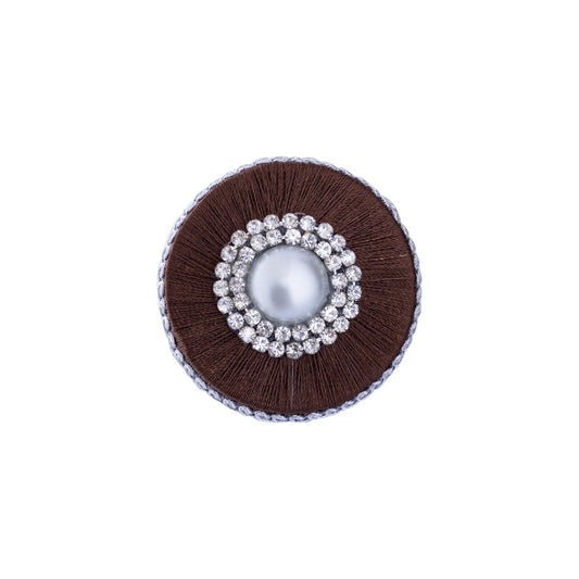 Bonnie Brown Poly Servietring Met Parel - Set Van 12 Stuks 5.5x7x7 cm
