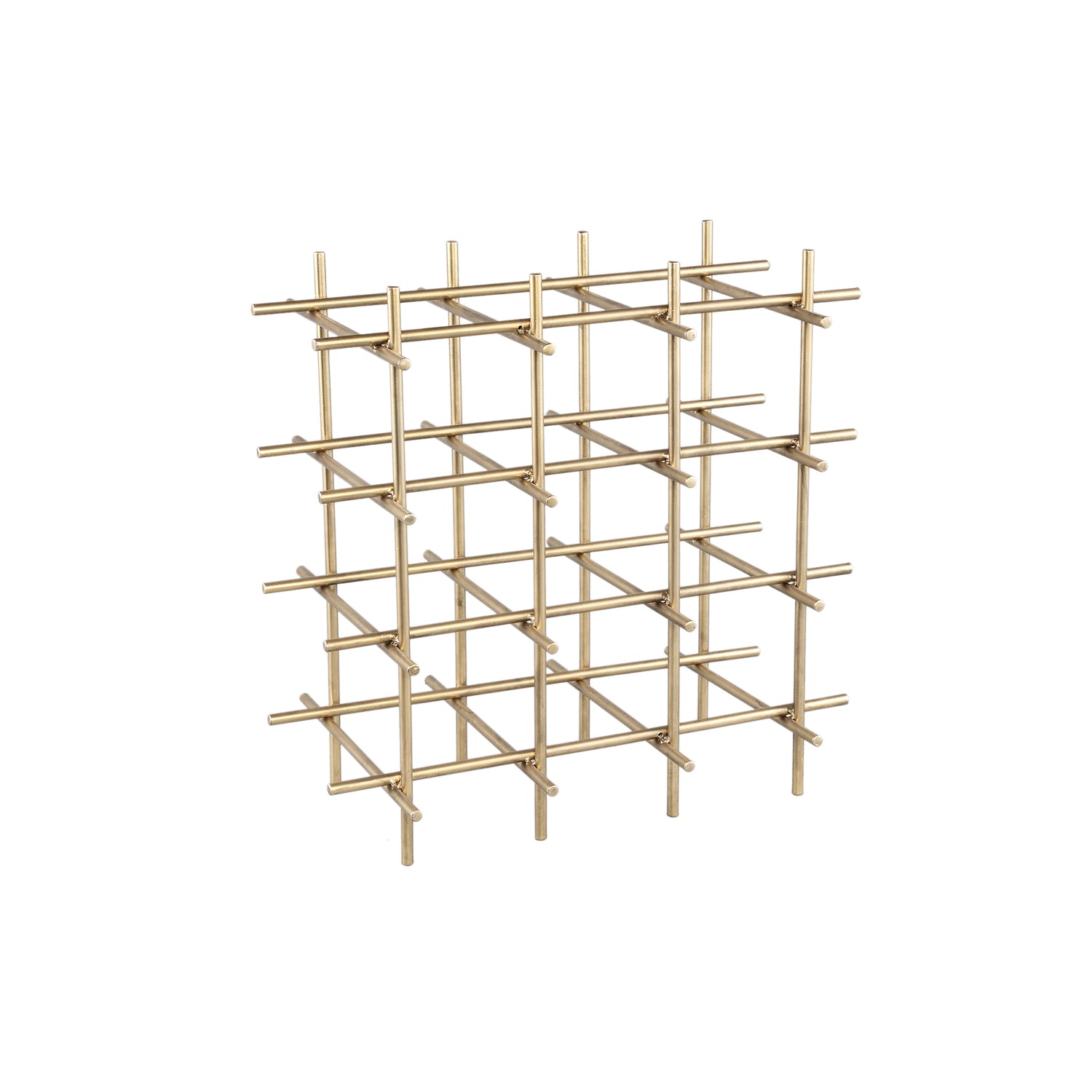 Gordo Messing Stalen Wijnrek Vierkant Open Frame Set van 2 - 2 Sets 40x40x24 cm