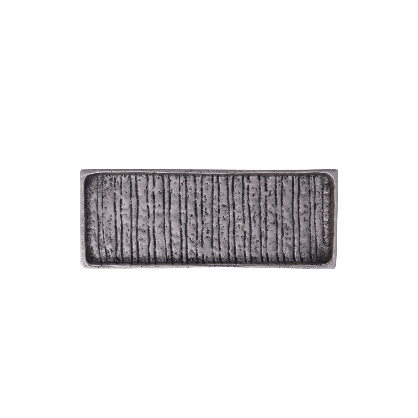 Grail Zilver Aluminium Dienblad Met Strepen Rechthoek Set van 4 1.5x30.5x12 cm