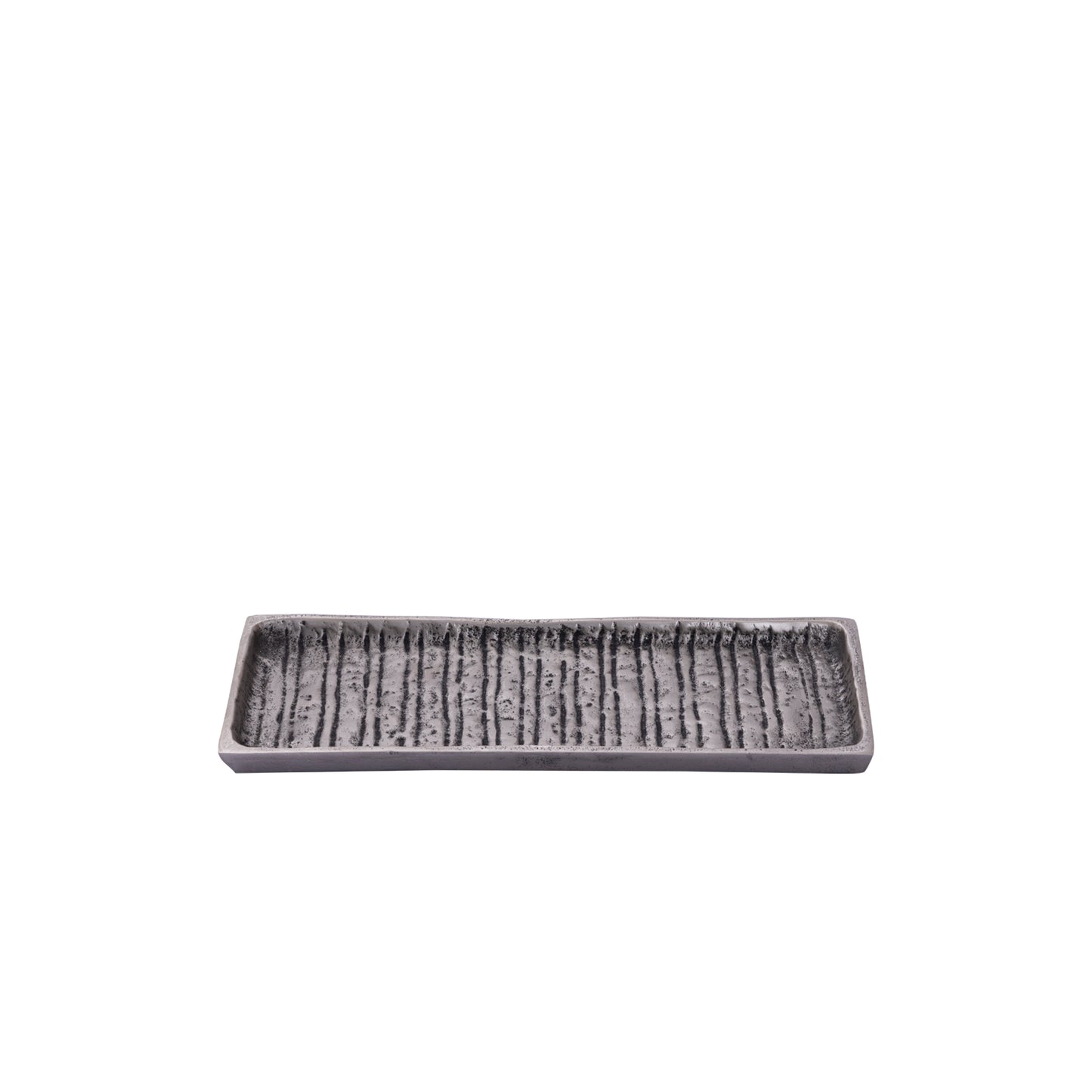 Grail Zilver Aluminium Dienblad Met Strepen Rechthoek Set van 4 - 4 Sets 1.5x30.5x12 cm