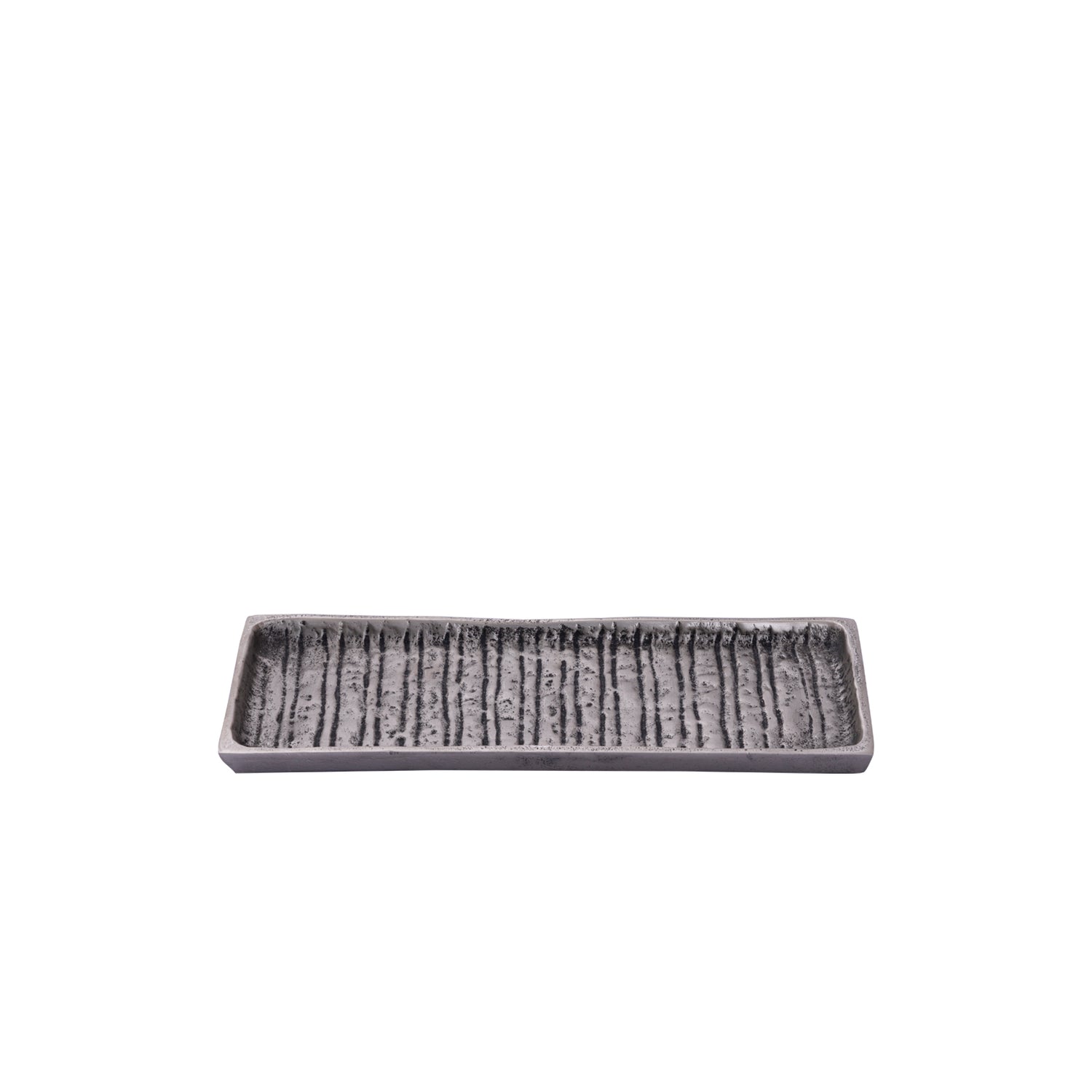 Grail Zilver Aluminium Dienblad Met Strepen Rechthoek Set van 4 - 4 Sets 1.5x30.5x12 cm