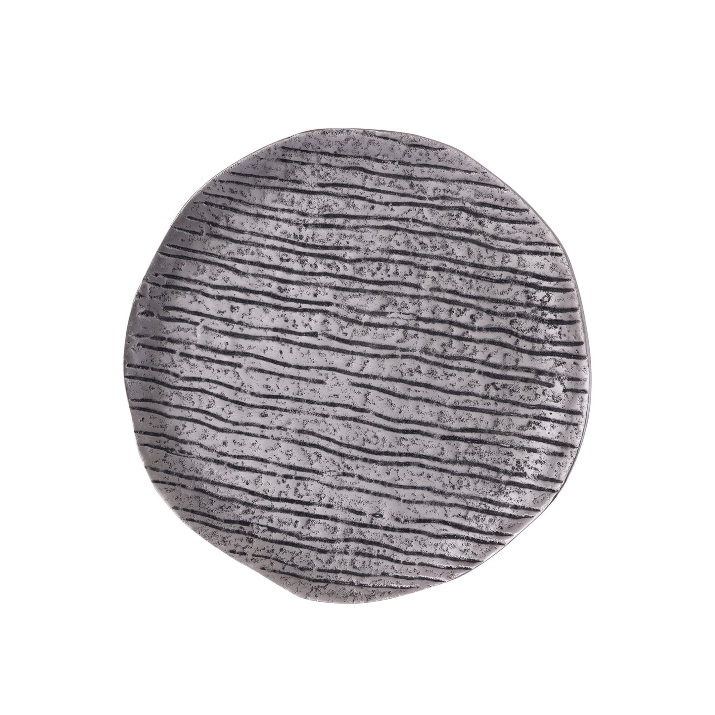 Grail Zilveren Aluminium Schaal Met Strepen Rond M - Set van 4 2x32x32 cm