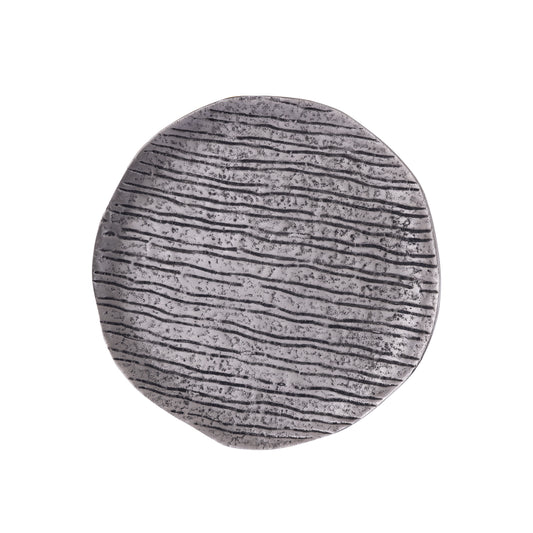 Grail Zilveren Aluminium Schaal Met Strepen Rond M - Set van 4 2x32x32 cm