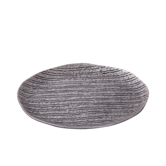 Grail Zilveren Aluminium Schaal Met Strepen Rond M - Set van 4 - 4 Sets 2x32x32 cm