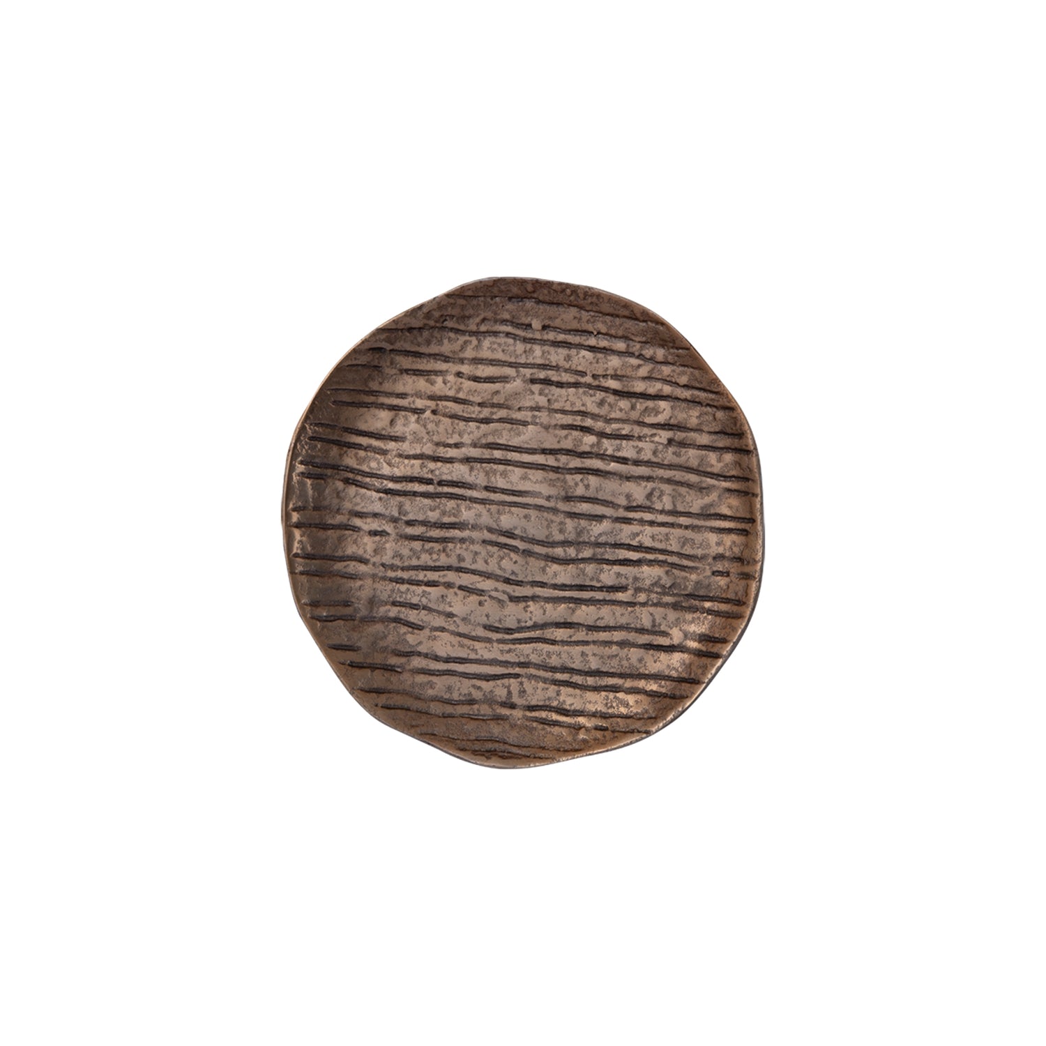 Grail Gouden Aluminium Dienblad Met Strepen Rond Set Van 4 Stuks 2x24.5x24.5 cm