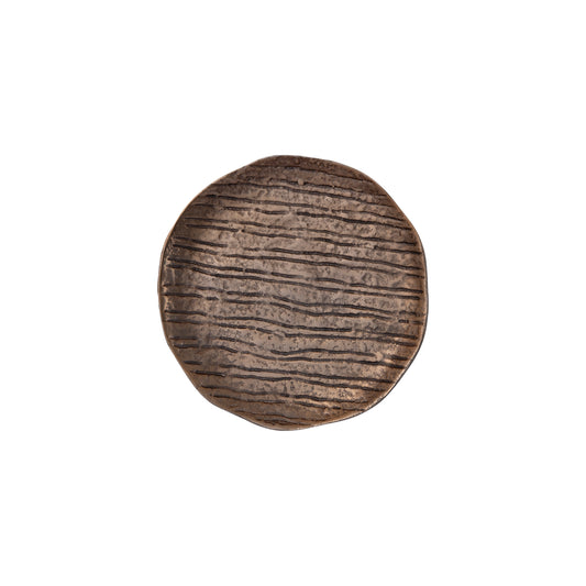 Grail Gouden Aluminium Dienblad Met Strepen Rond Set Van 4 Stuks 2x24.5x24.5 cm