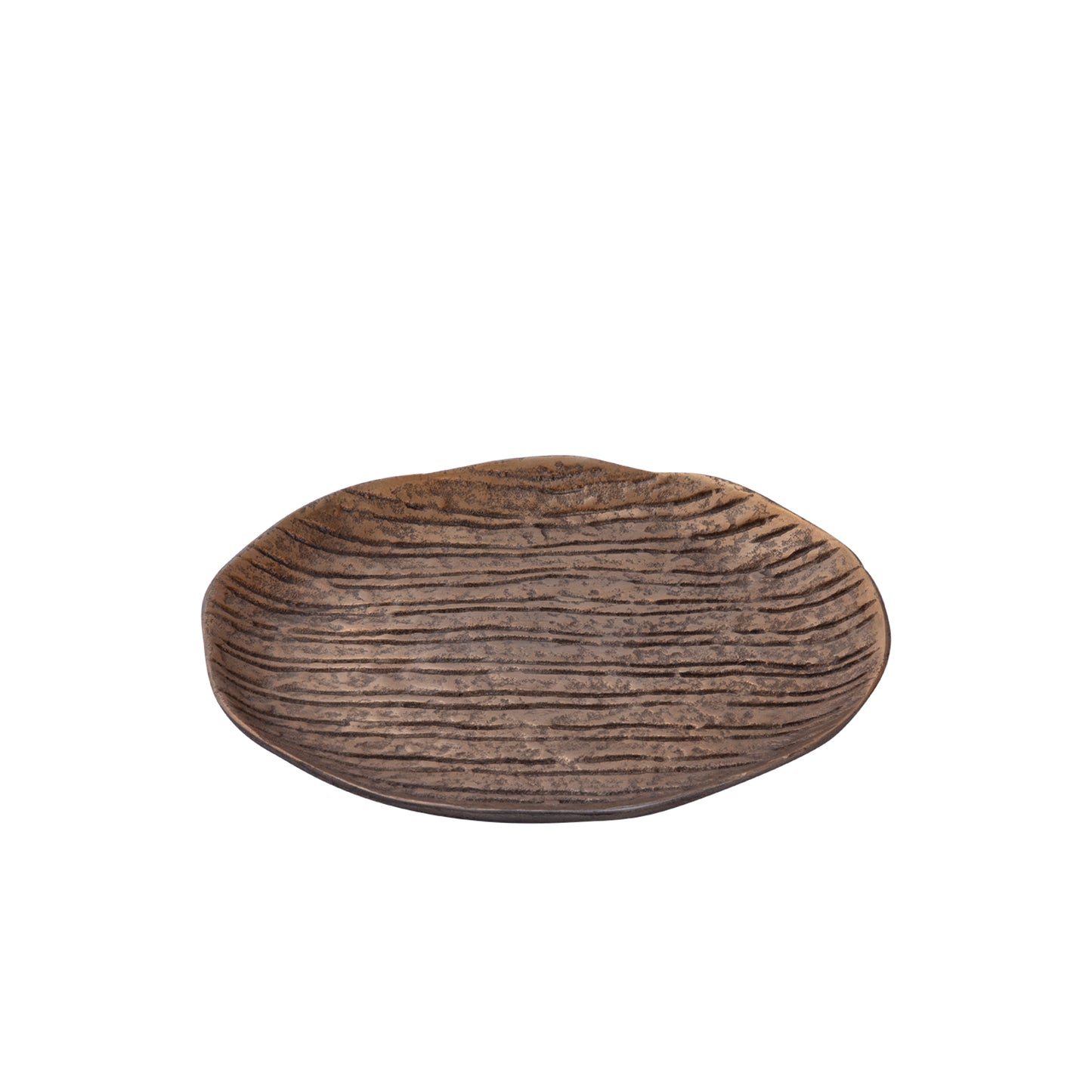 Grail Gouden Aluminium Dienblad Met Strepen Rond Set Van 4 Stuks - 4 Sets 2x24.5x24.5 cm