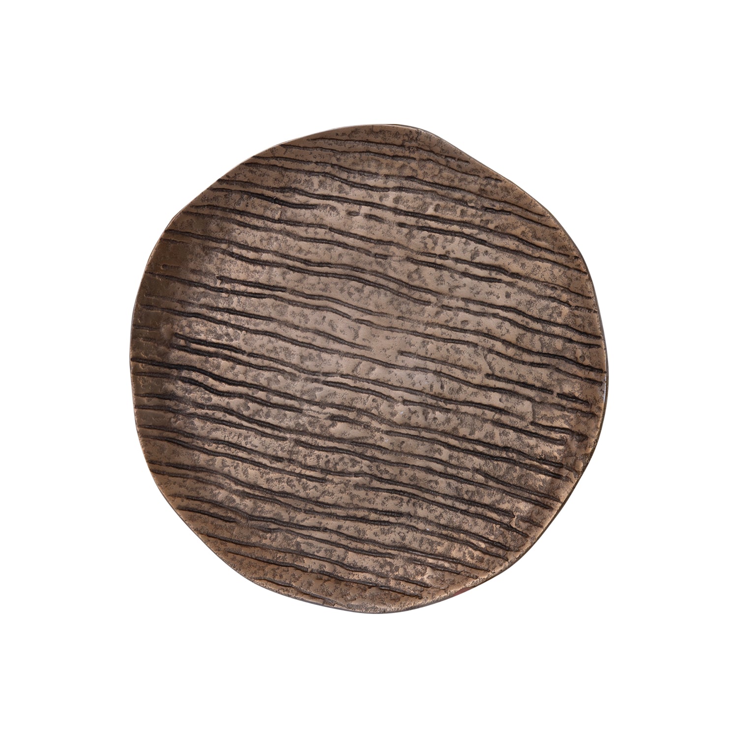 Grail Gouden Aluminium Dienblad Met Strepen Rond M Set van 4 2x32x32 cm
