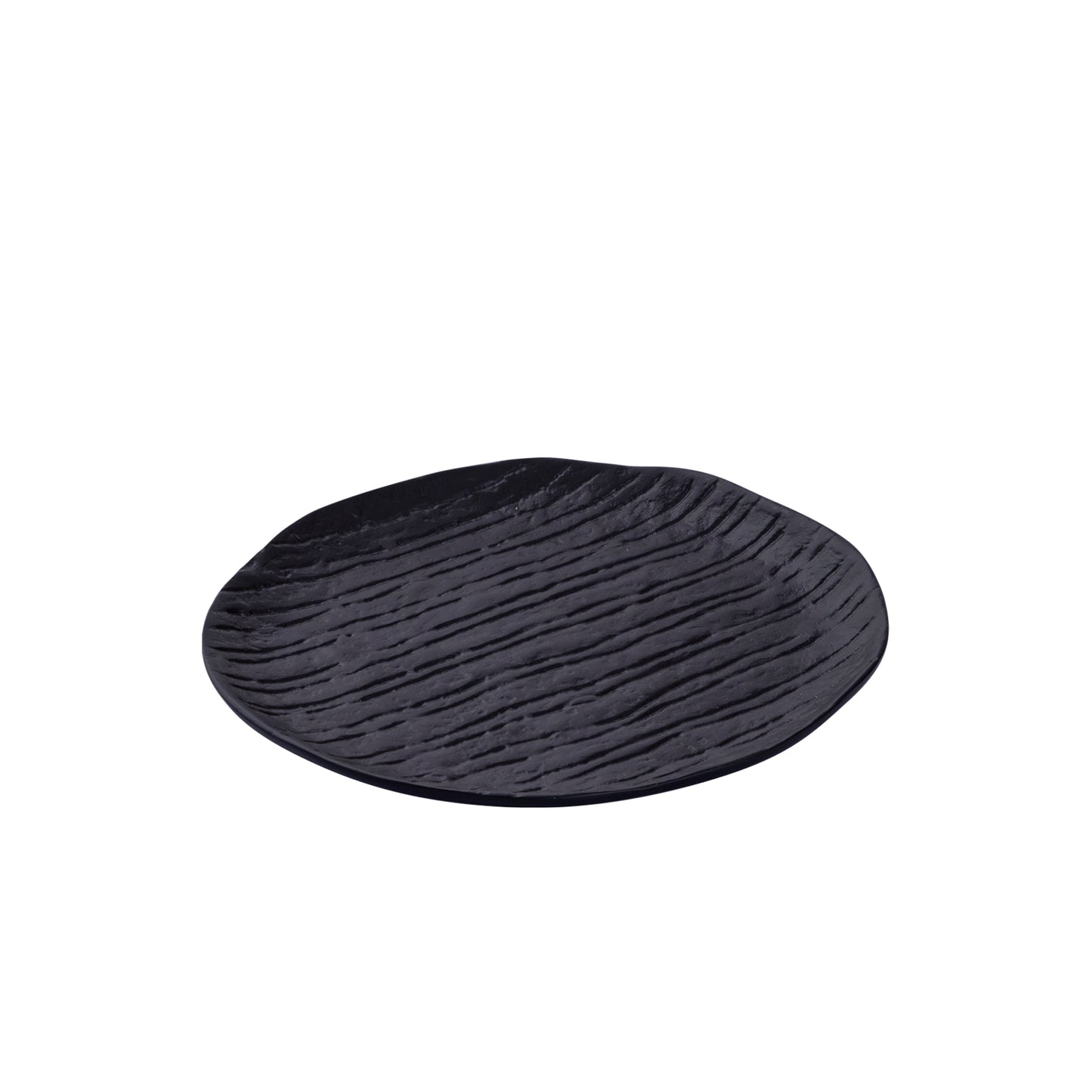 Grail Zwart Aluminium Bord Met Strepen Rond S Set Van 4 Stuks - 4 Sets 2x24.5x24.5 cm