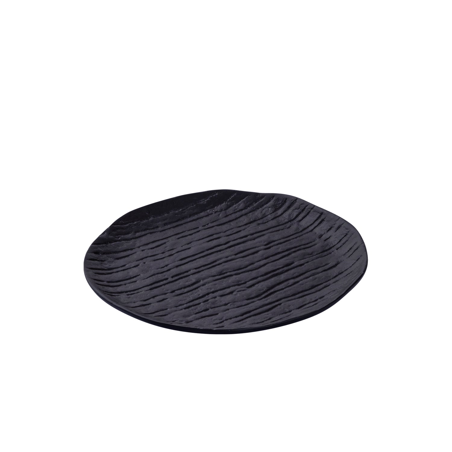 Grail Zwart Aluminium Bord Met Strepen Rond S Set Van 4 Stuks - 4 Sets 2x24.5x24.5 cm