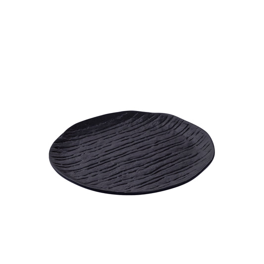 Grail Zwart Aluminium Bord Met Strepen Rond S Set Van 4 Stuks - 4 Sets 2x24.5x24.5 cm