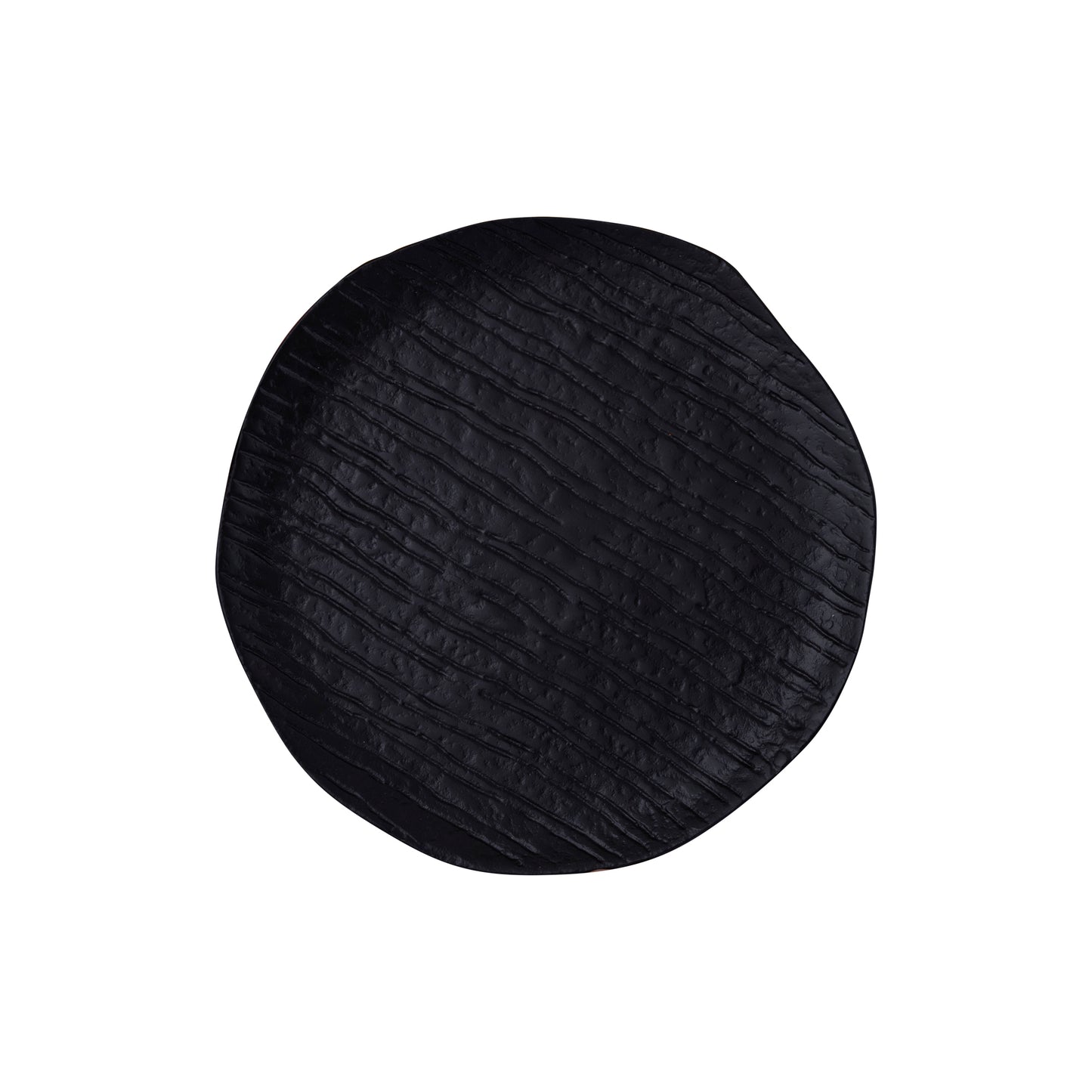 Grail Zwart Aluminium Bord Met Strepen Rond M - Set van 4 Stuks 2x32x32 cm