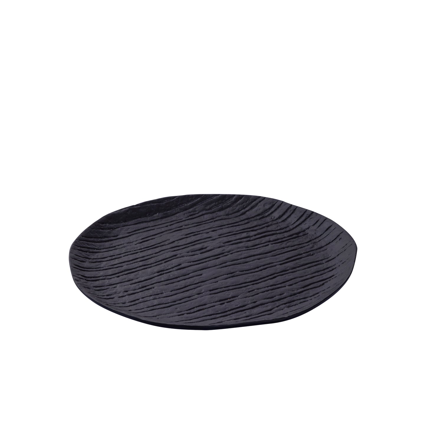 Grail Zwart Aluminium Bord Met Strepen Rond M - Set van 4 Stuks - 4 Sets 2x32x32 cm