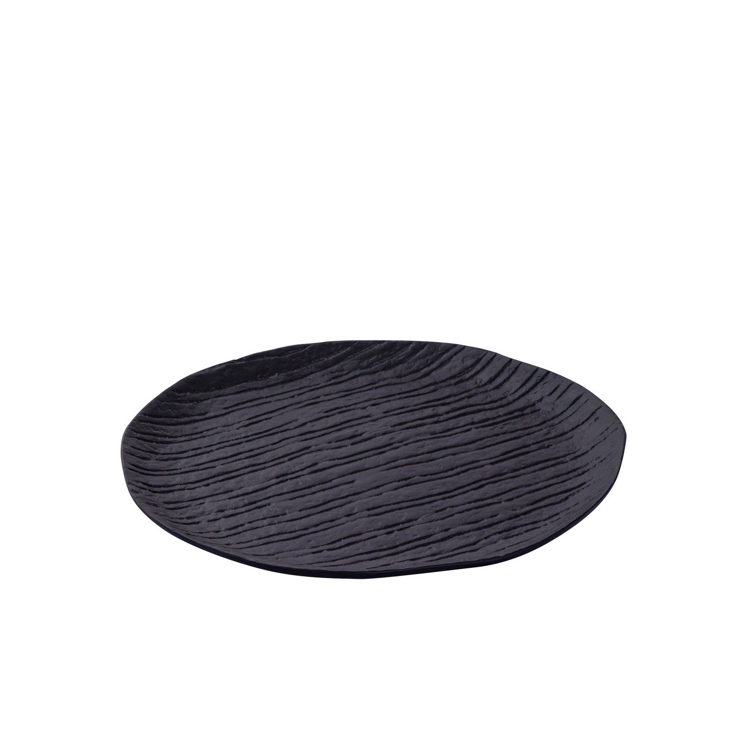 Grail Zwart Aluminium Bord Met Strepen Rond M - Set van 4 Stuks - 4 Sets 2x32x32 cm