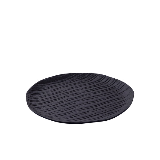 Grail Zwart Aluminium Bord Met Strepen Rond M - Set van 4 Stuks - 4 Sets 2x32x32 cm