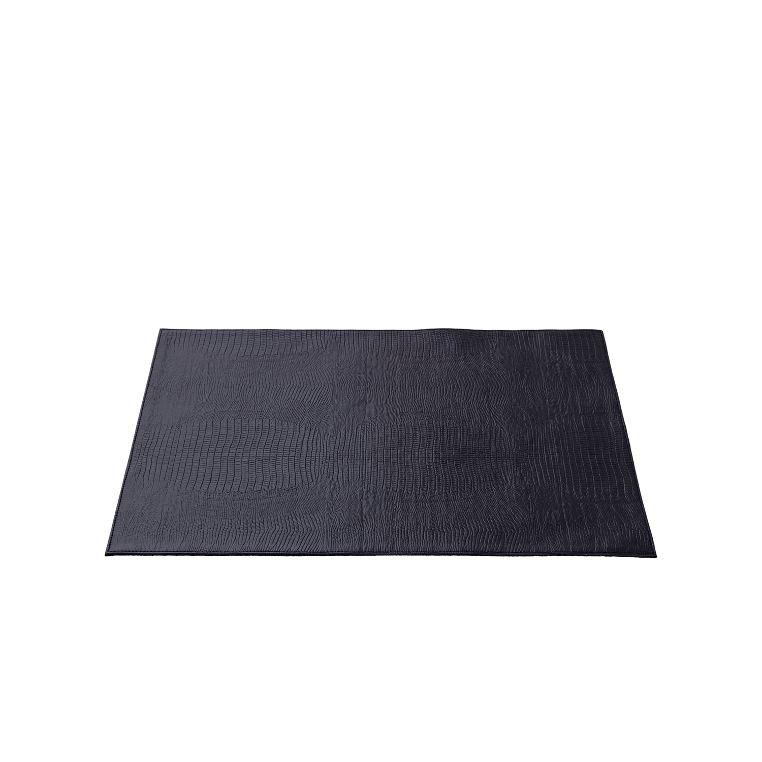 Rafal Zwarte Vegan Leather Placemats Set Van 12 Stuks Rechthoek - 12 Sets 0.5x32x44 cm