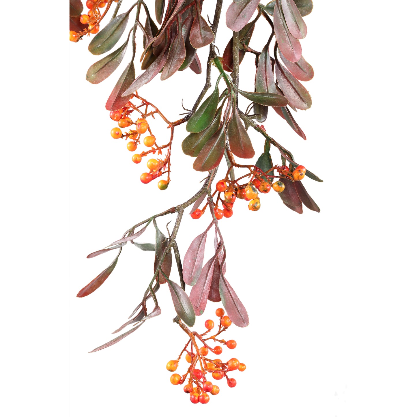 Berry Plant Oranje Hangend Bessentak Met Bladeren - Set van 6 87x59x25 cm