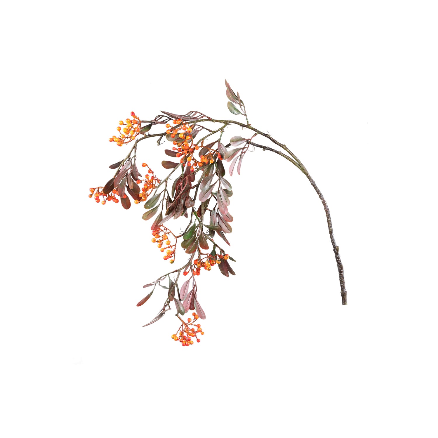 Berry Plant Oranje Hangend Bessentak Met Bladeren - Set van 6 87x59x25 cm