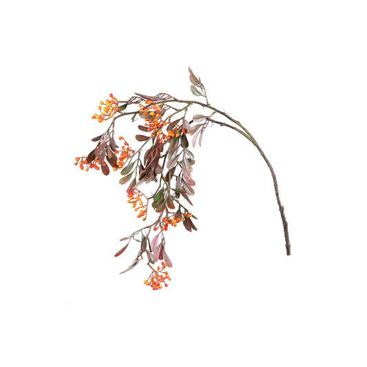 Berry Plant Oranje Hangend Bessentak Met Bladeren - Set van 6 87x59x25 cm