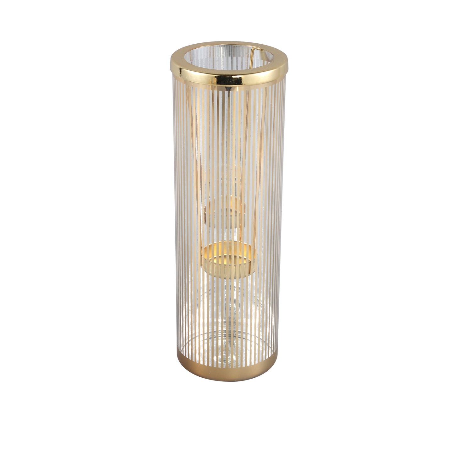 Ella Gold Glass Striped Tealight Holder L