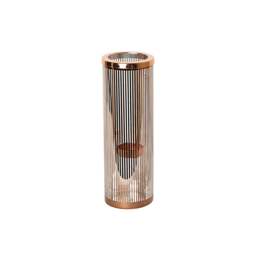 Ella Copper Glass Striped Tealight Holder L