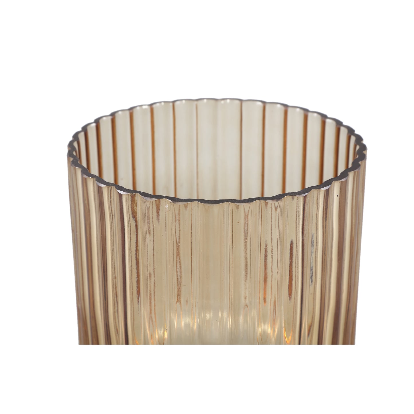 Nora Gouden Glas Windlicht Geribd L Set van 6 Stuks - 6 Sets 16x15x15 cm