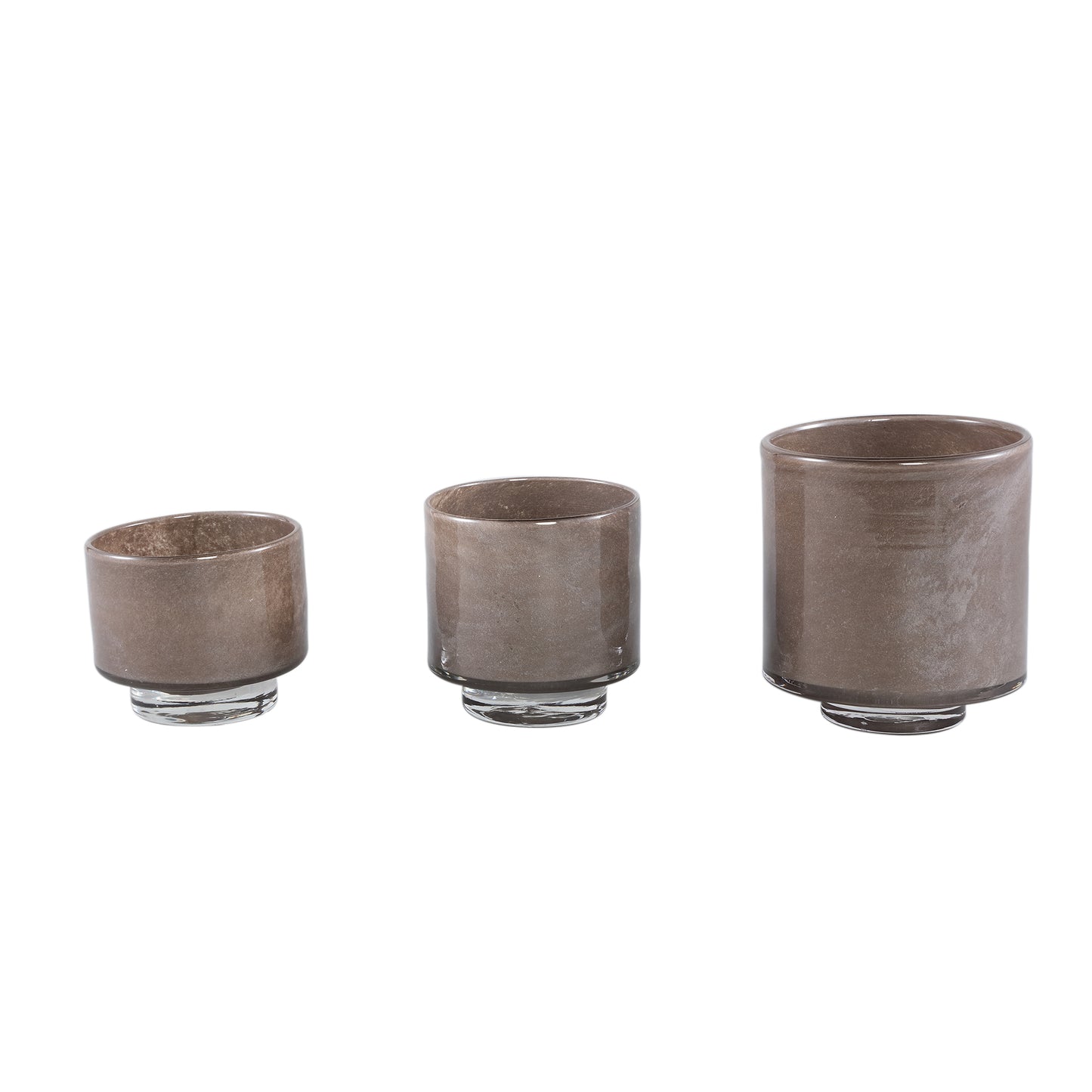 Josiah Bruin Glazen Stormlight Op Voet Set Van 4 Stuks 13x12.5x12.5 cm