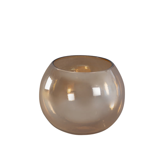 Lenore Gold Luster Glass Round Tealight Shiny