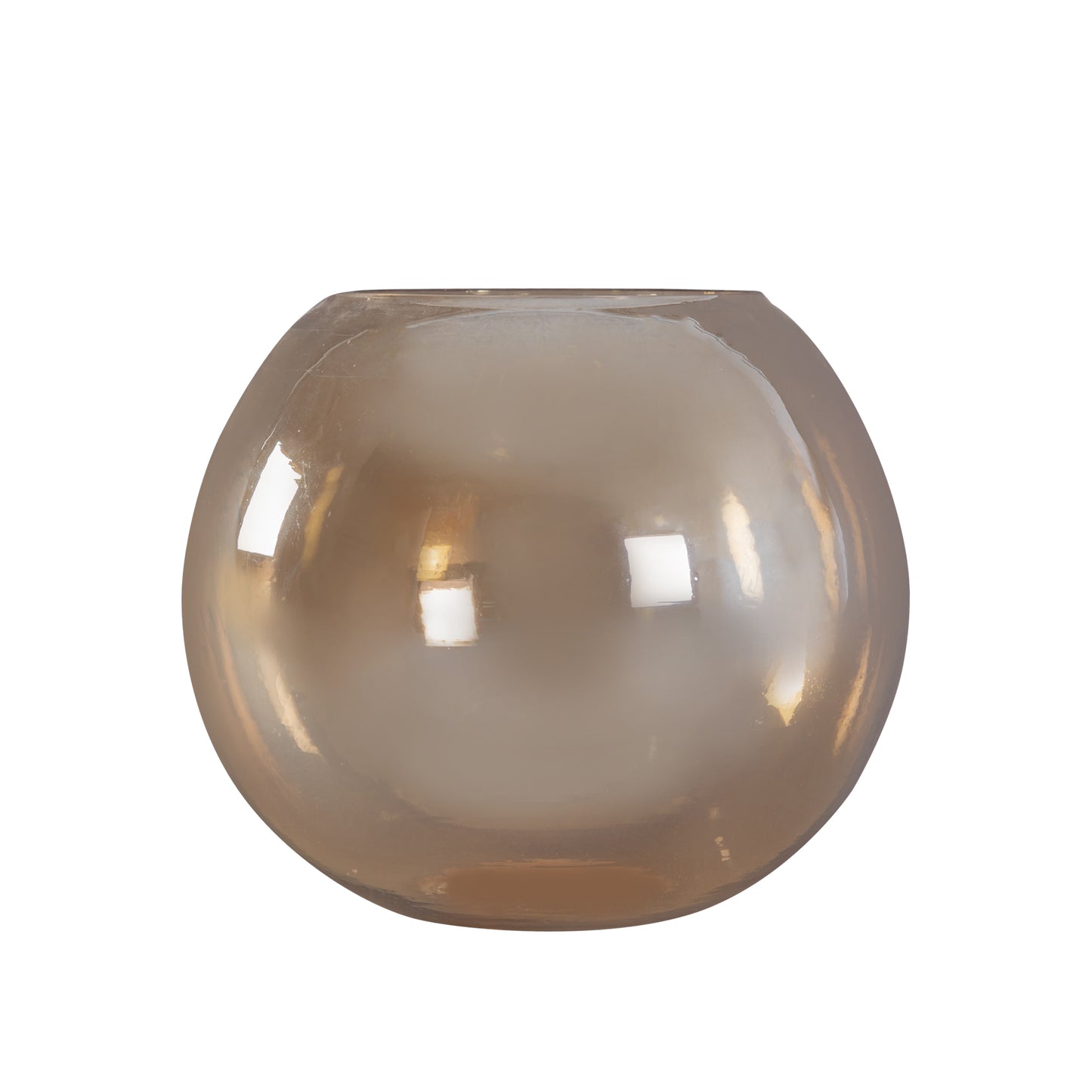 Lenore Gouden Glans Glas Rond Windlicht Set van 4 Stuks - 4 Sets 16x17x17 cm