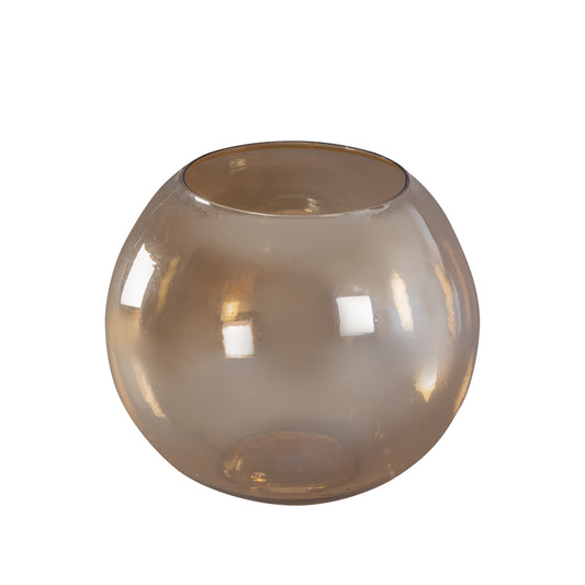 Lenore Gouden Glans Glas Rond Windlicht Set van 4 Stuks - 4 Sets 16x17x17 cm