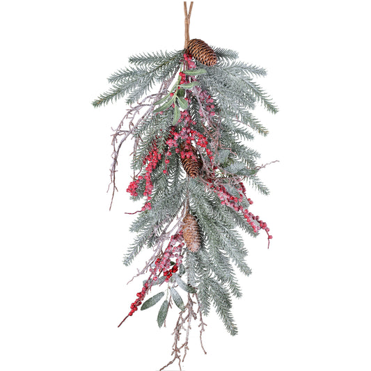Harte Groen PE Kunsttak Met Bessen Set Van 4 Stuks - 4 Sets 5x80x30 cm