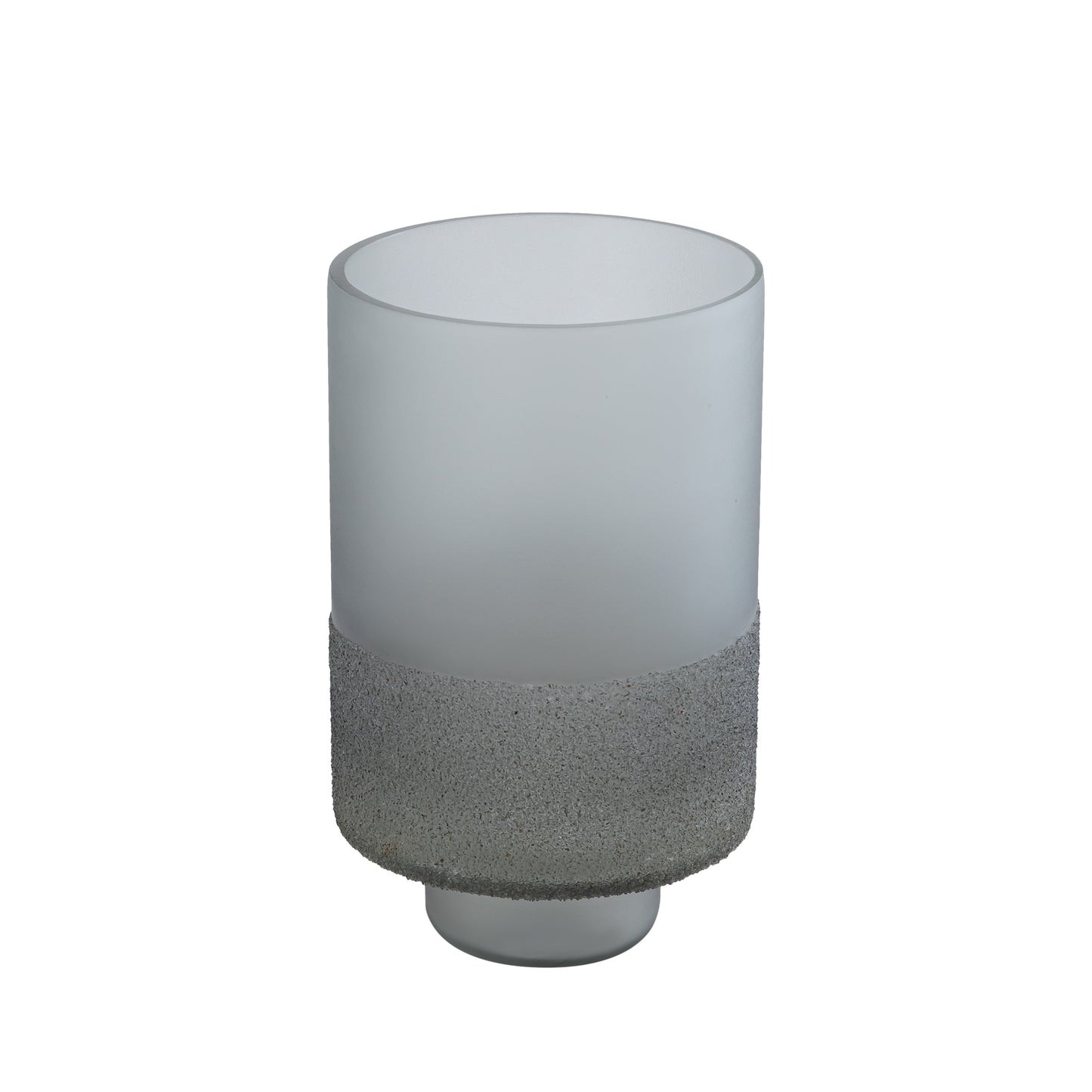 Miral Grijs Glazen Rond Windlicht Set van 4 Stuks met Geslepen Bodem - 4 Sets 25x15x15 cm