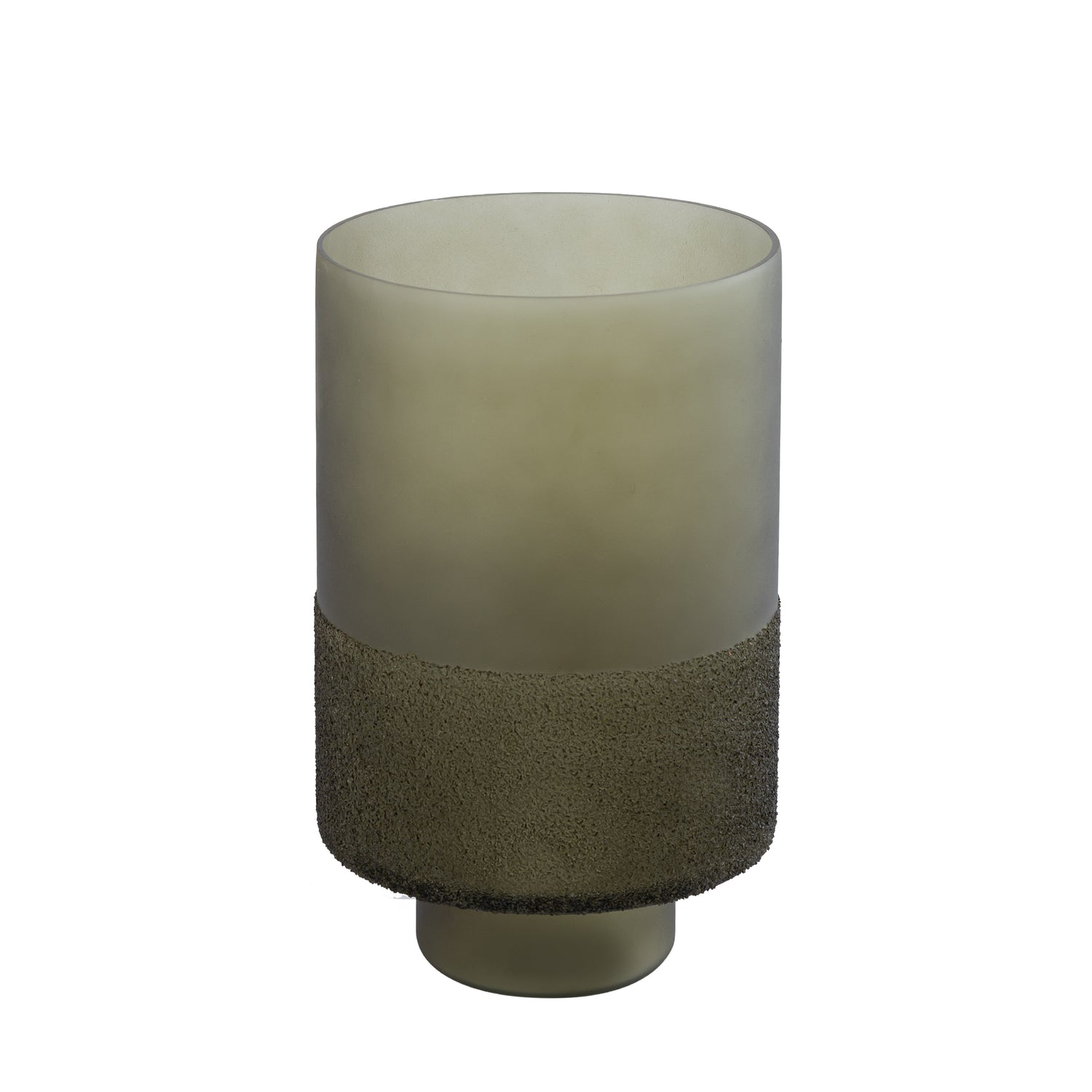 Miral Groen Glas Rond Windlicht Matglas Set van 4 Stuks - 4 Sets 25x15x15 cm