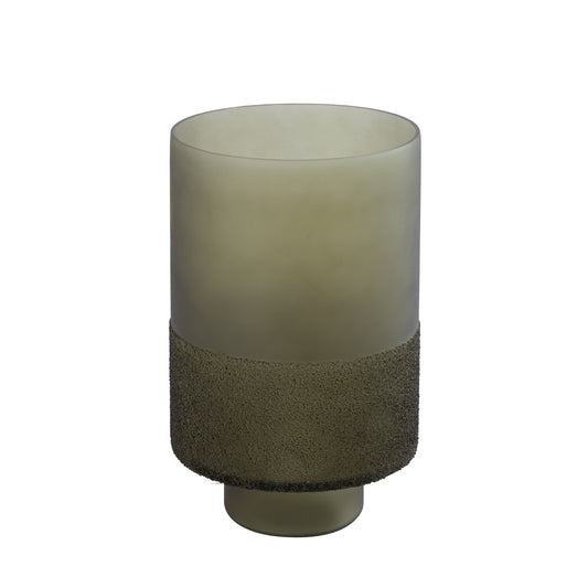 Miral Groen Glas Rond Windlicht Matglas Set van 4 Stuks - 4 Sets 25x15x15 cm
