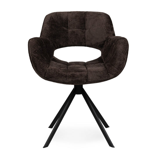 Link Dining Chair Dark Brown Fabric With Metal Legs